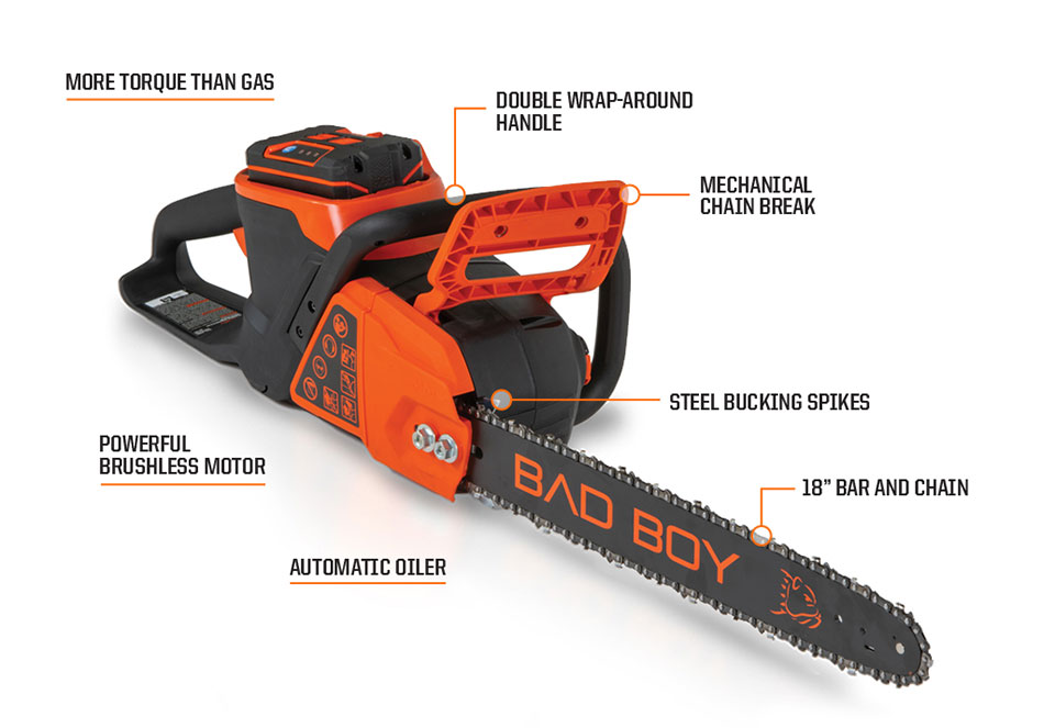 2023 Bad Boy Chainsaw - E-Series 80V Brushless 18 in. for sale in the Pompano Beach, FL area. Get the best drive out price on 2023 Bad Boy Chainsaw - E-Series 80V Brushless 18 in. and compare.